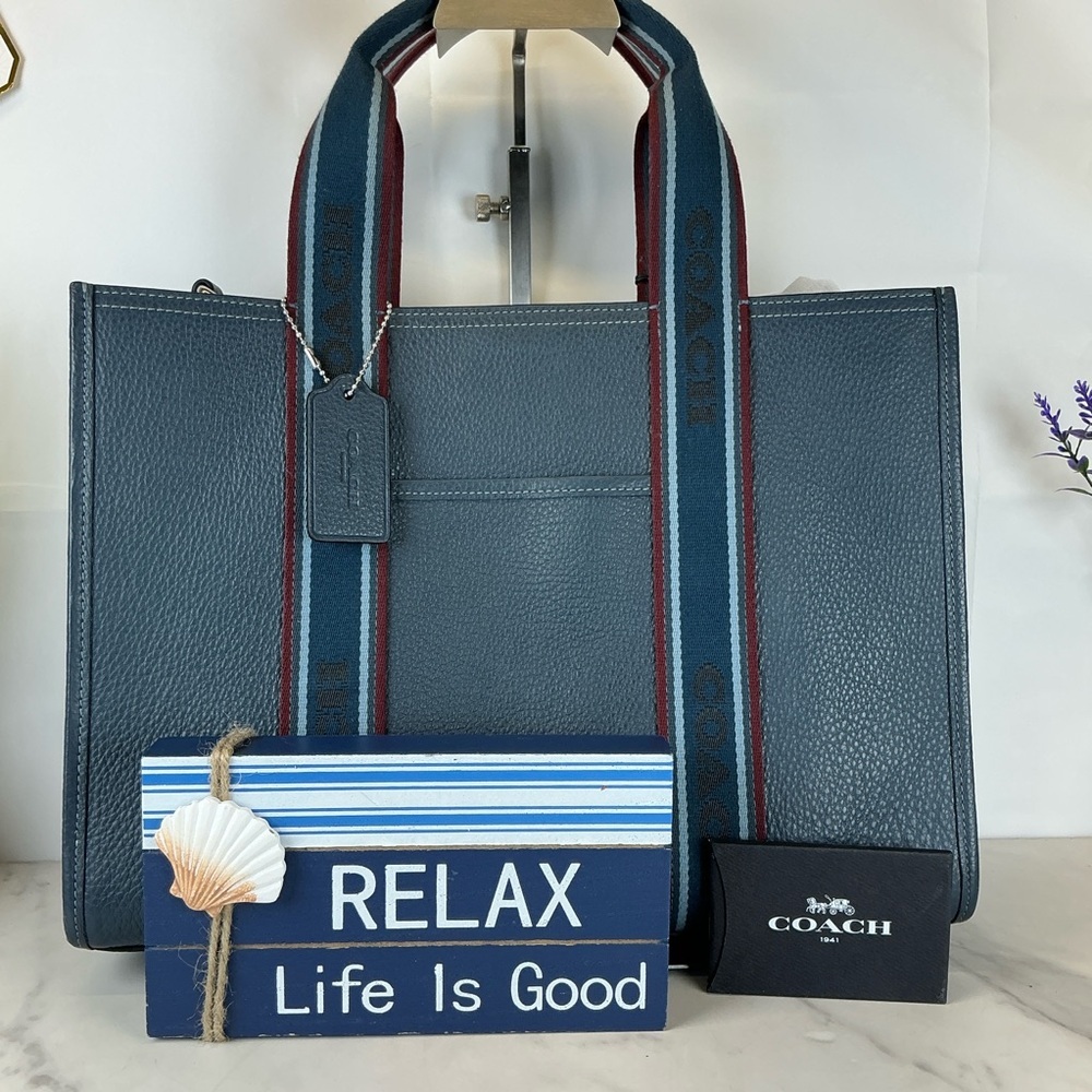 Coach Unisex‎ Smith Tote Blue Shoulder Crossbody Work Laptop Leather Bag
